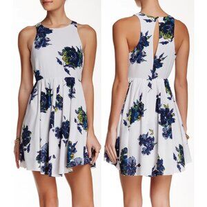 Free People Mini Pleated Dress Size 2 Halter Top Floral Print Sleeveless